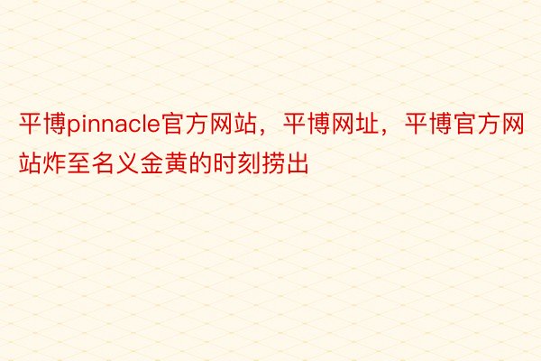 平博pinnacle官方网站，平博网址，平博官方网站炸至名义金黄的时刻捞出